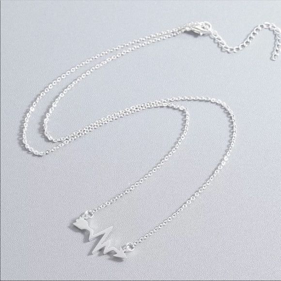 Stainless Steel Heartbeat Arrow Necklace - Picture 5 of 6